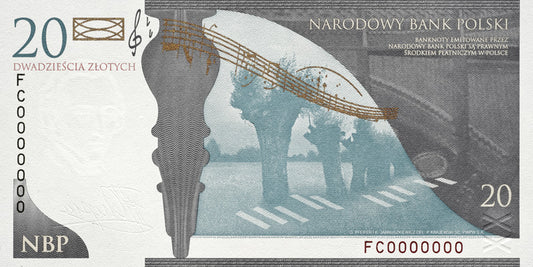 Banknot - 20 złotych 2009 - 200. rocznica urodzin Fryderyka Chopina